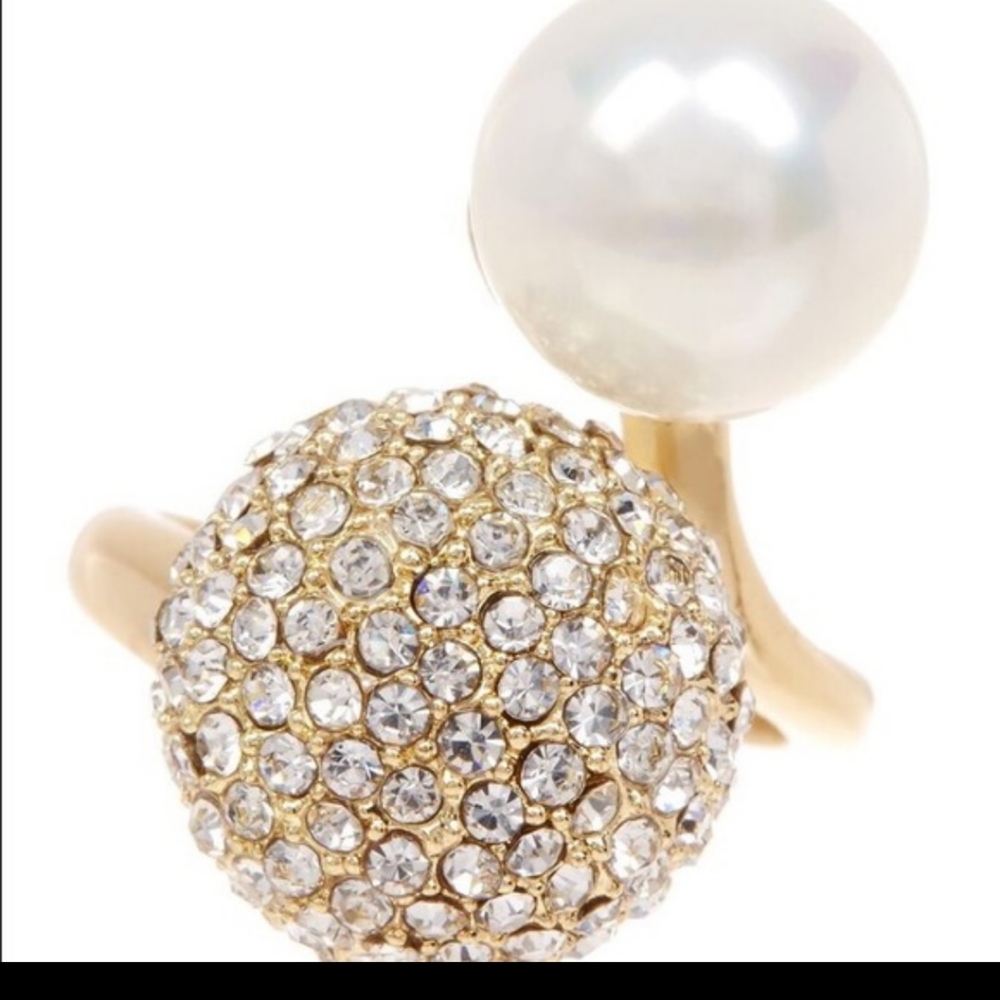 Gold Pave and Pearl Ring